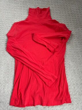 J. Crew Bright Coral Pink Tissue Tee Turtleneck Top